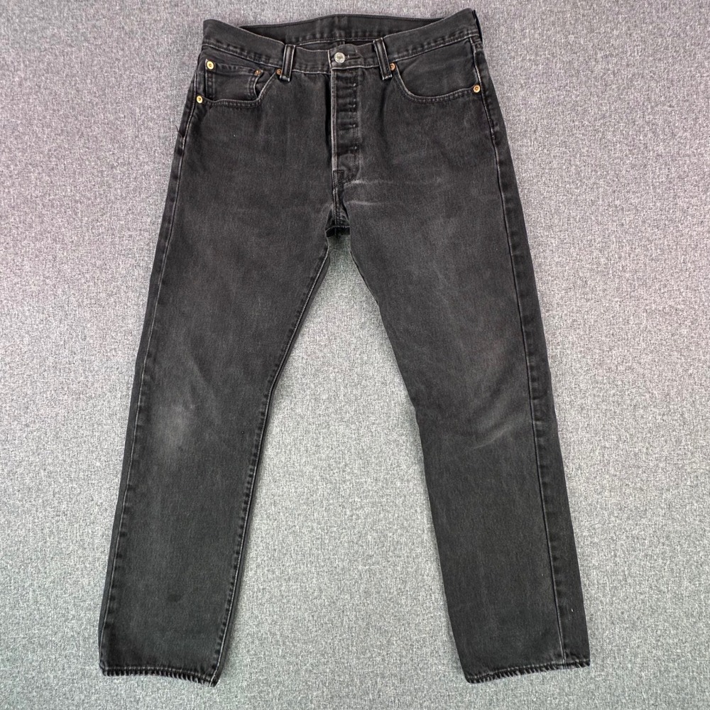 Levi's Jeans Mens 32x30 501 Original Fit Black Faded Button Fly